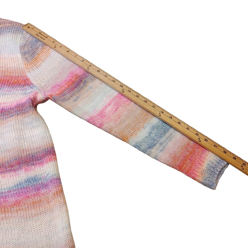 GAP Size Large Pink Striped Acrylic Nylon Sweater Soft Kawaii Pastel Purple Fuzz - Picture 7 of 9